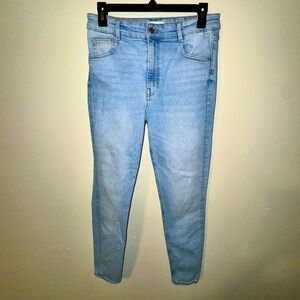Zara Light Blue High Rise Skinny Straight Leg Jeans